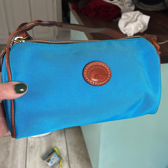 Dooney & Bourke Cobalt Blue Nylon and Leather Perfect Shoulder Bag Length - Picture 2 of 6